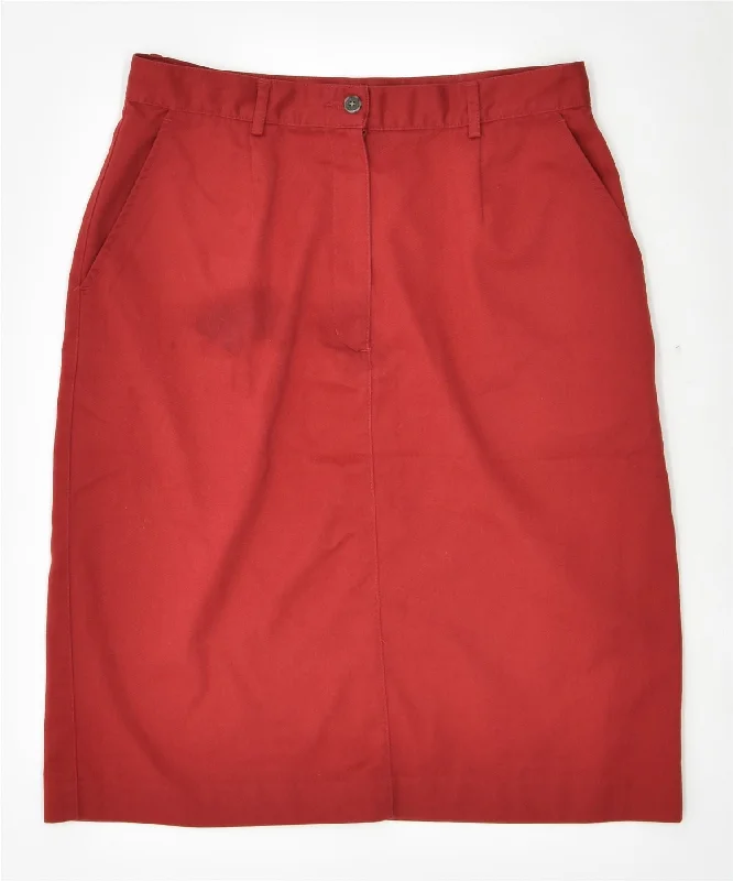L.L.BEAN Womens A-Line Skirt UK 12 Medium W32 Red Cotton satin skirt smooth