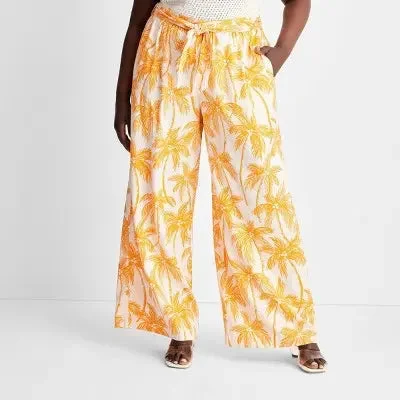 Future Collective with Alani Noelle Womens Relaxed Wide-Pants Chic Capri Pants