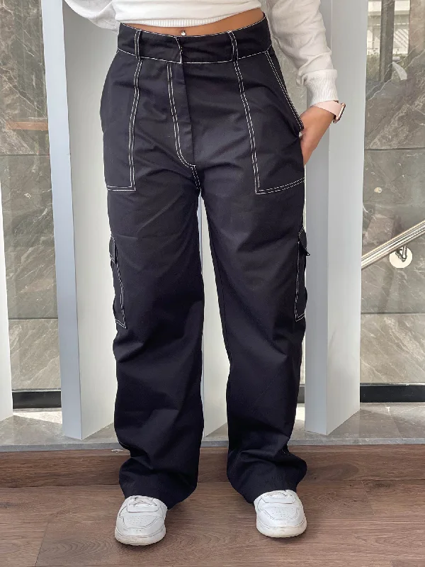 Stitched Cargo Pants - Mitcha Label Comfortable Denim Trousers