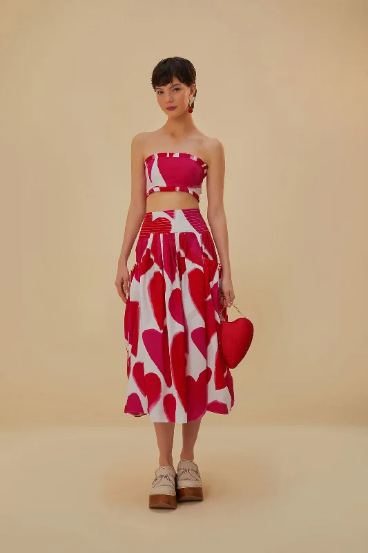 Off-White Painted Hearts Midi Skirt lace skirt feminine