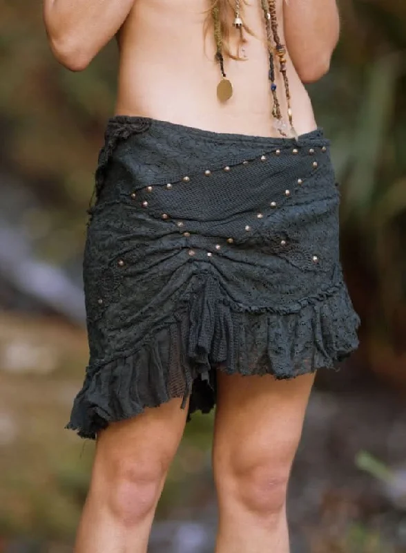 Melody Studded Skirt - Khaki corduroy skirt cozy