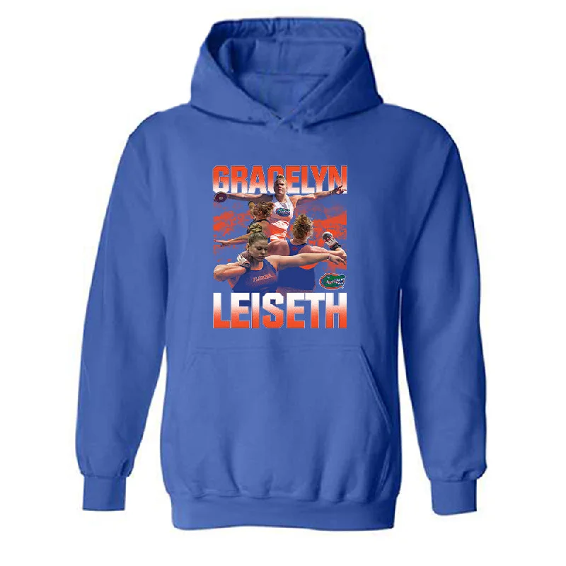 Florida - NCAA Women's Track & Field : Gracelyn Leiseth - Player Collage Hooded Sweatshirt Hoodie with Ribbed Hem Stretchable Secure