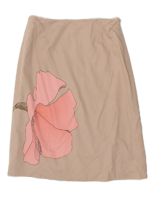 J. CREW Womens A-Line Skirt US 4 Small W27  Beige Floral Cotton flowy skirt hem