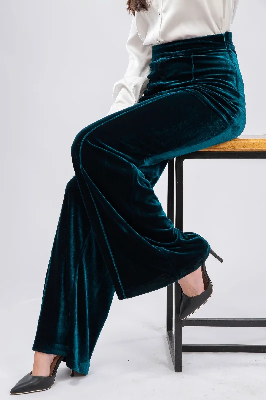 Straight Leg Velvet Pants - Mitcha Label Trendy Printed Leggings