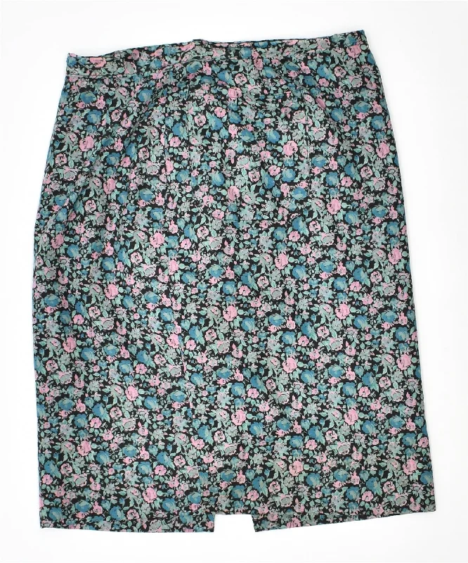 VINTAGE Womens Straight Skirt W30 Medium Multicoloured Floral ruffled skirt detail