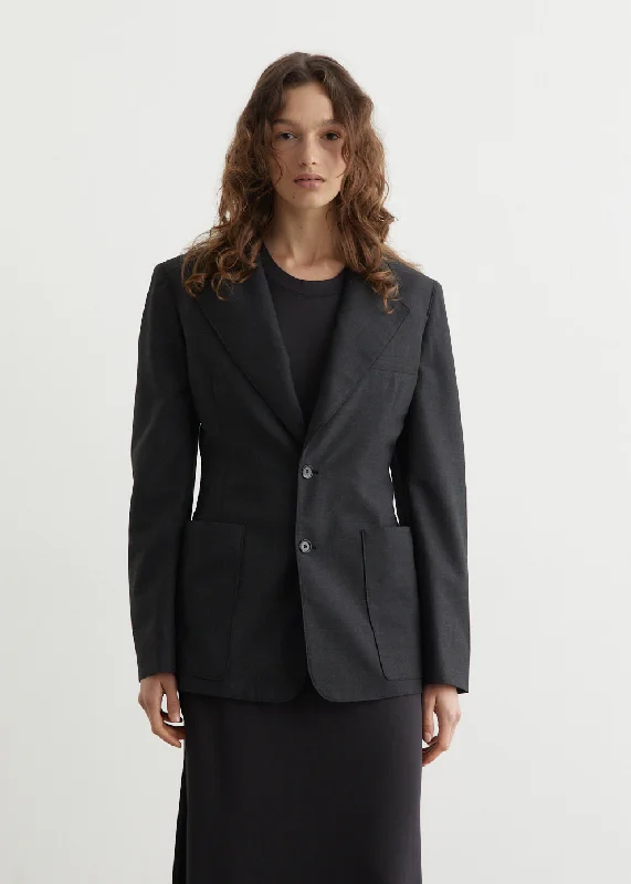 Single Breasted Fitted Tailored Jacket Hoodie Zip-Up Jacket Button-Up Jacket