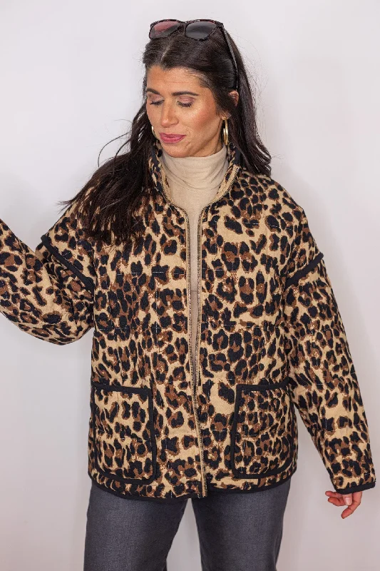 Leopard Print Dreams Quilted Jacket Nylon Fabric Polyester Fabric Spandex Fabric