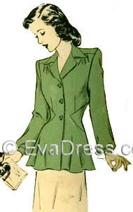 1940 Fitted Jacket C40-1284 Zip Front Button Front Snap Front