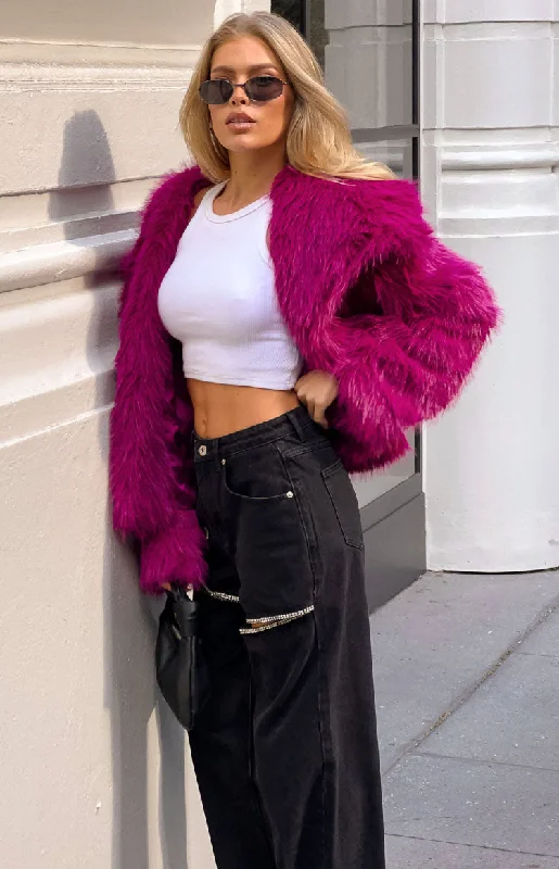 Sophie Purple Faux Fur Jacket Fleece Jacket Down Jacket Parka