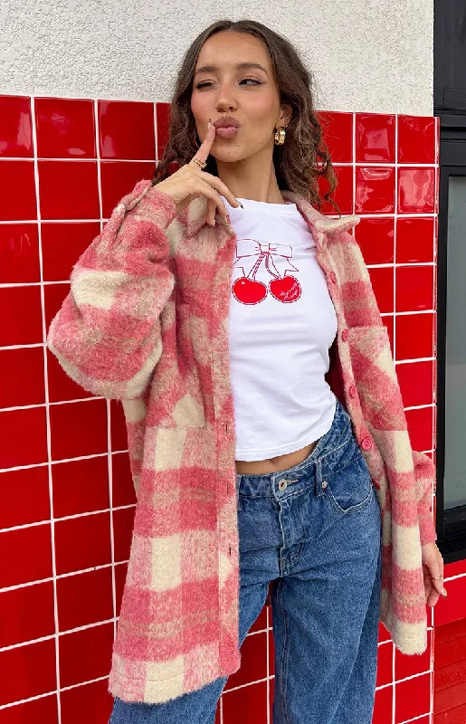 Neve Pink Check Jacket Embroidered Jacket Appliqued Jacket Beaded Jacket