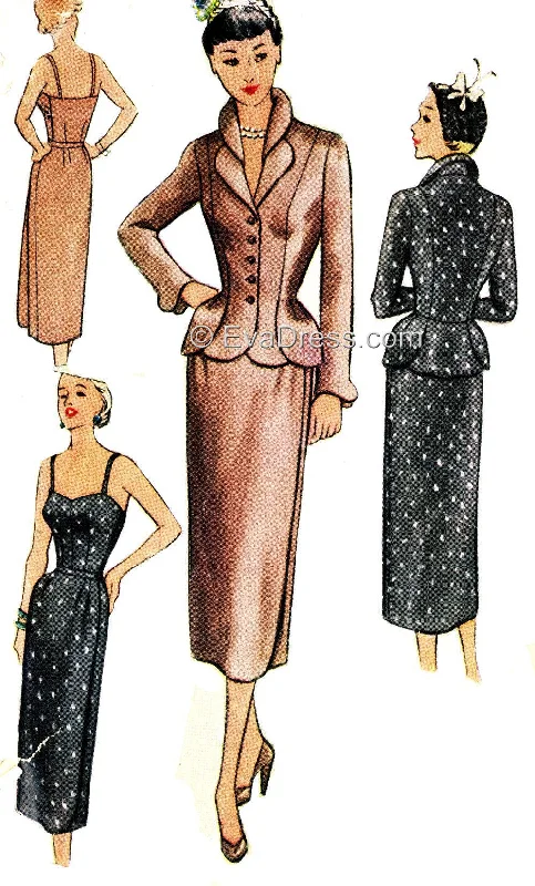 E-PATTERN 1951 Bodice, Skirt & Jacket SE50-8433 Wool Fabric Cashmere Fabric Tweed Fabric