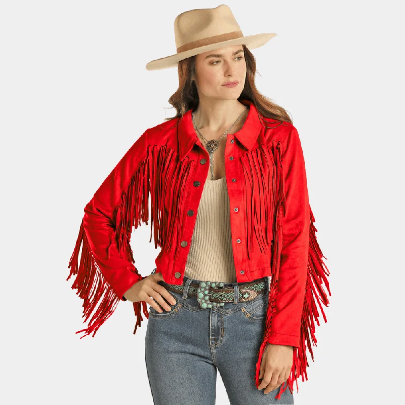 Rock & Roll Denim Suede Fringe Jacket Faux Fur Jacket Real Fur Jacket Shearling Jacket