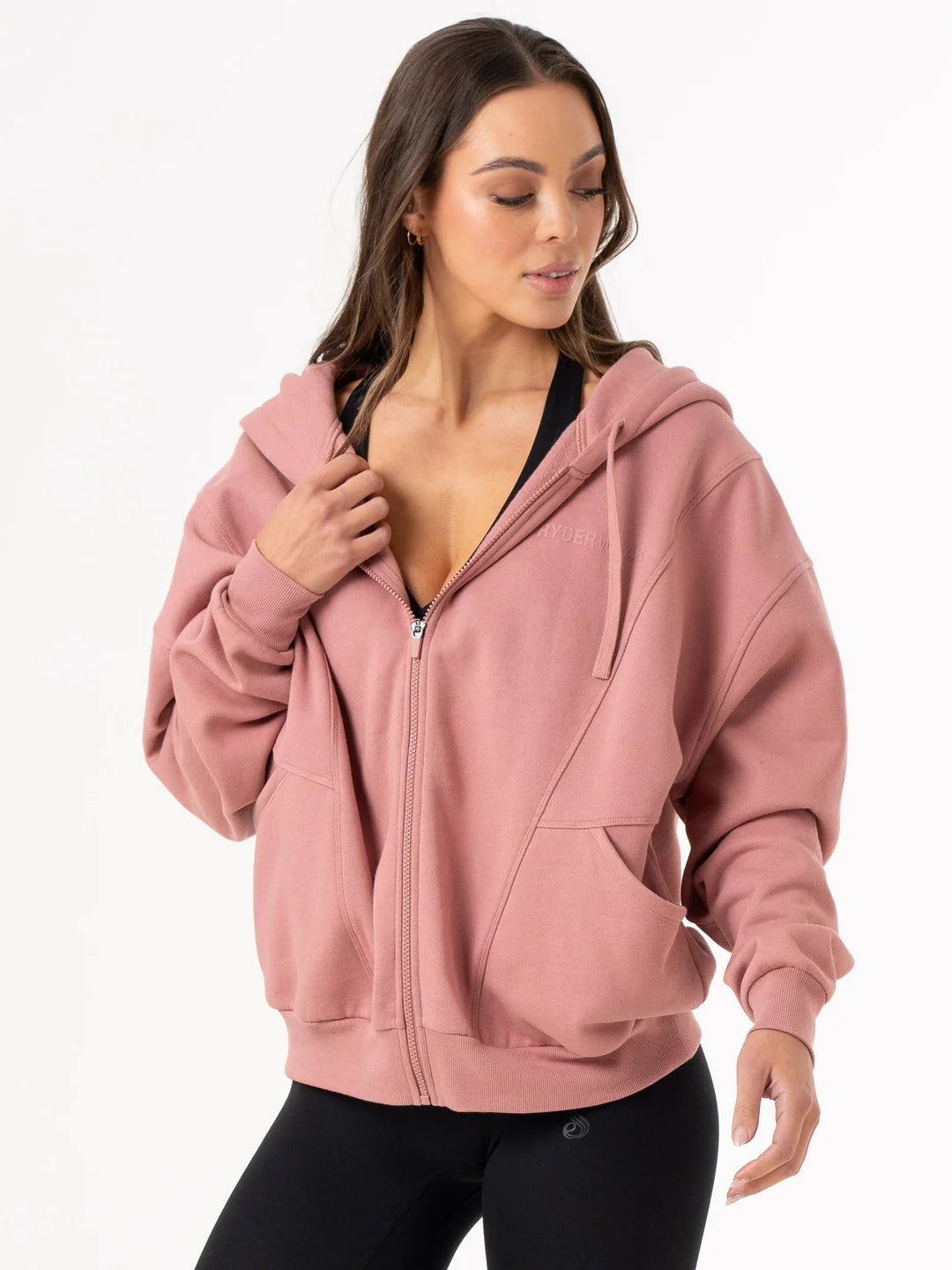 Ryderwear | Unisex Track Jacket - Dusty Pink Snapped Jacket Toggled Jacket Drawstring Jacket