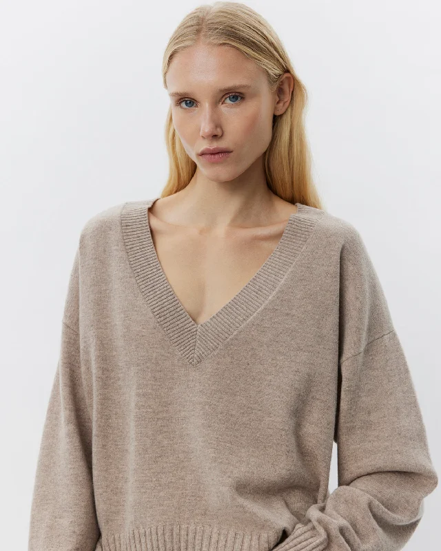 EDENSW SWEATER - Brown melange Welt Pockets Slit Pockets Flap Pockets