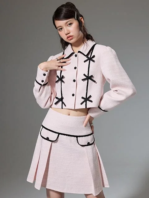 Small Fragrance Jacket & High Waist Skirt Combo Fitted Jacket Loose Jacket Oversized Jacket