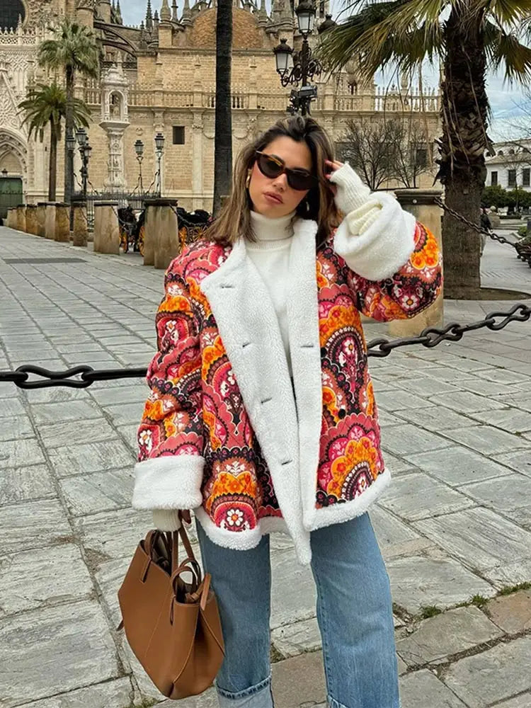 Floral Print Winter Lady Warm Jacket Belted Jacket Elasticated Jacket Padded Jacket