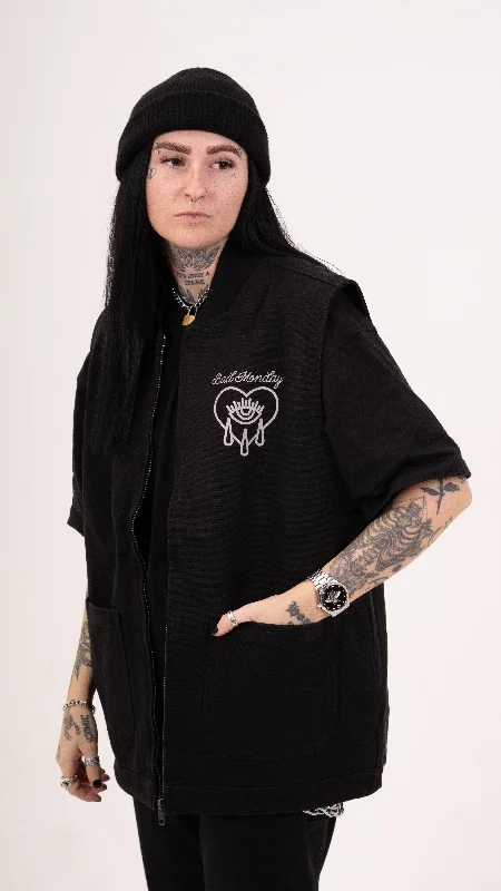 CH Canvas Vest Jacket Black Faux Fur Jacket Real Fur Jacket Shearling Jacket