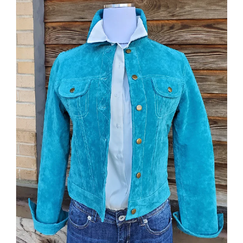 Ladies Suede Turquoise Jacket Wool Jacket Cashmere Jacket Tweed Jacket