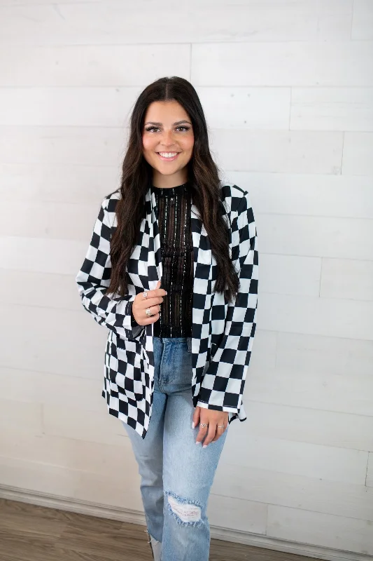 Black & White Checkered Light Weight Jacket Wool Jacket Cashmere Jacket Tweed Jacket
