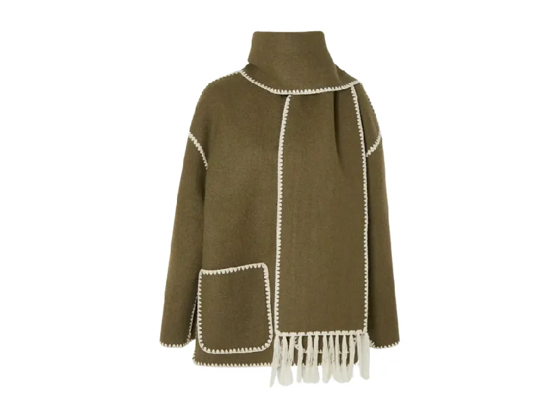Toteme Embroidered Scarf Jacket Wool Jacket Cashmere Jacket Tweed Jacket