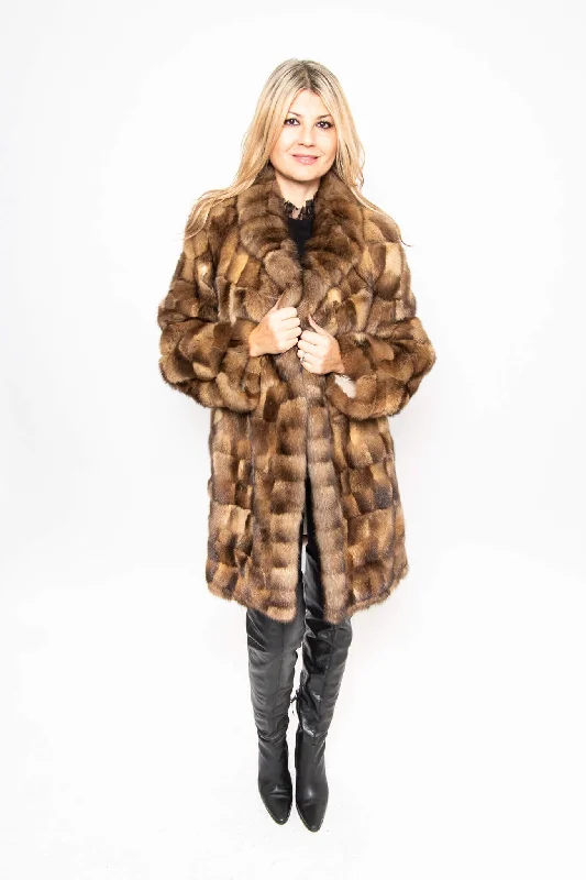 70 | Sable Fur Jacket Notch Collar Peter Pan Collar Cowl Neck