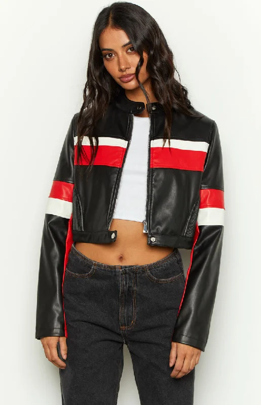 Jayella Black Moto Jacket Collared Jacket Crew Neck Jacket Turtle Neck Jacket