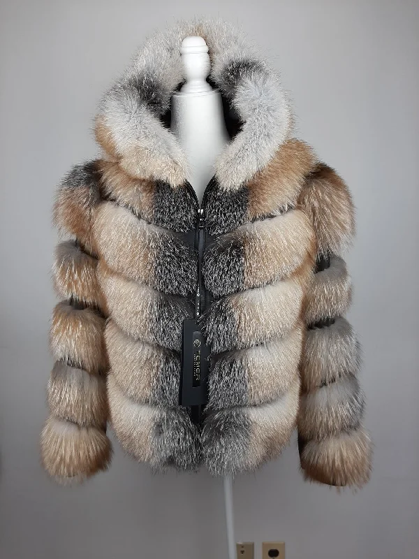 Kashani Ladies Detachable Sleeve & Hood Crystal Fox Jacket Rayon Jacket Velvet Jacket Corduroy Jacket