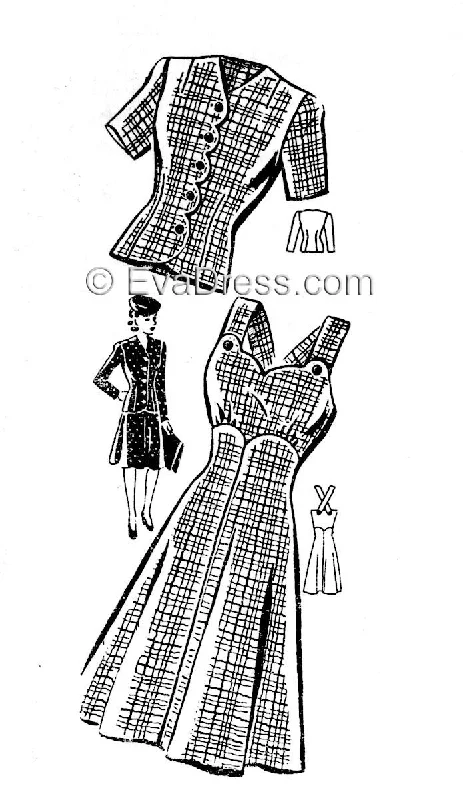 1940's Sun Dress & Jacket, D40-1979 Chenille Jacket Brocade Jacket Lace Jacket