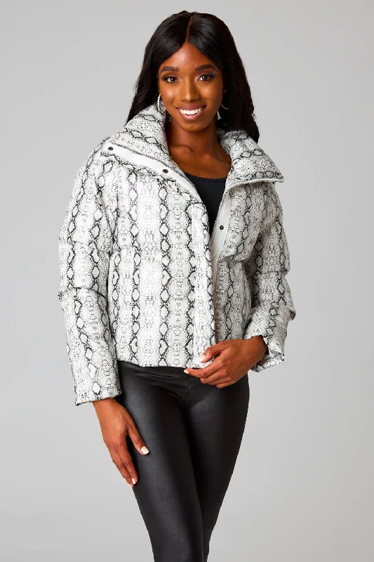 Addison Puffer Jacket - White Snake Chenille Jacket Brocade Jacket Lace Jacket