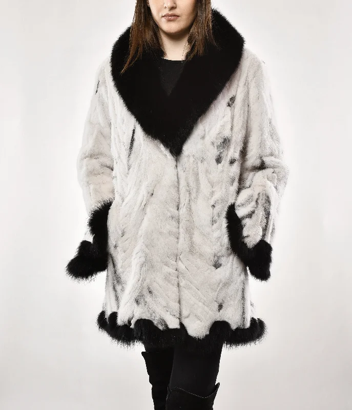 White Mink Scalloped Jacket Print Jacket Jacquard Jacket Embroidered Jacket