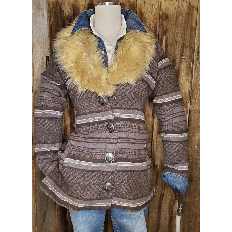 Serape Stripe Ladies Jacket Zippered Jacket Buttoned Jacket Snapped Jacket
