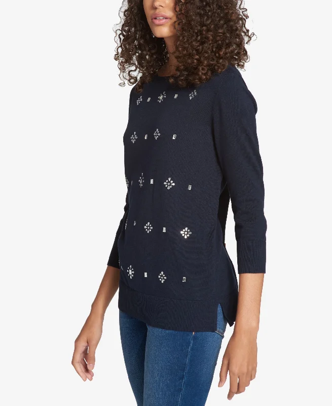 Tommy Hilfiger Embellished 3/4 Sleeve Sweater Slim Fit Regular Fit Oversized
