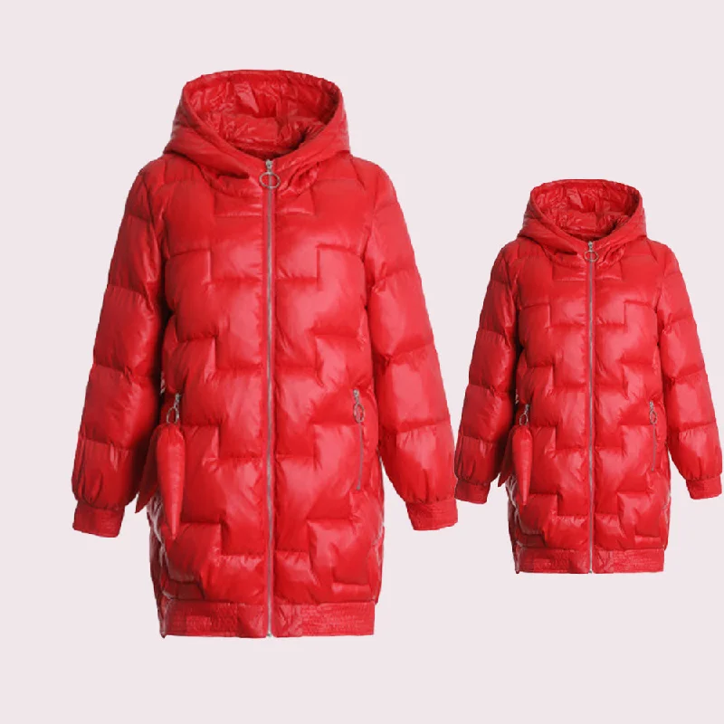 Mommy & Me Winter Hooded Jacket Lace Jacket Ribbed Jacket Sequined Jacket