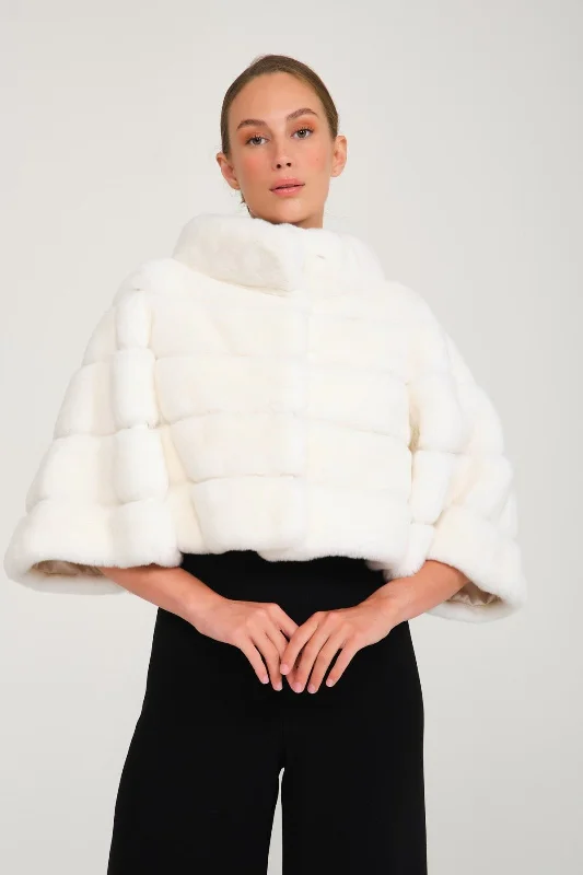 White Rex Fur Jacket Lace Jacket Ribbed Jacket Sequined Jacket