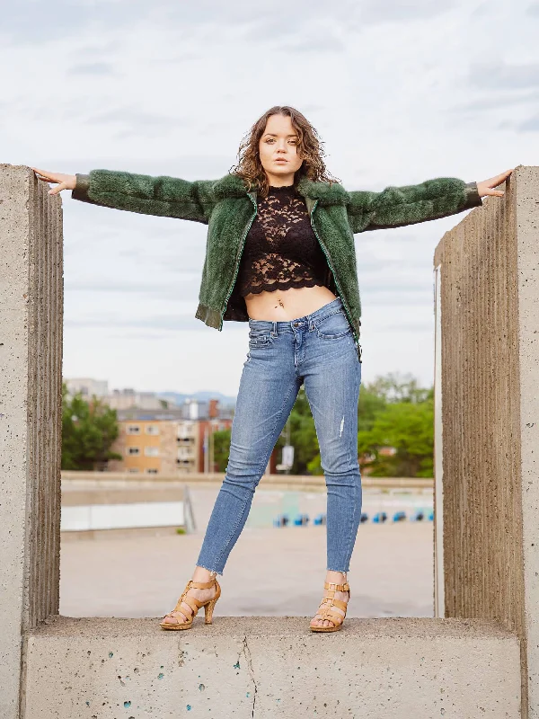 Green Mink Jacket | Starlight Furs Jersey Jacket Tulle Jacket Batik Jacket