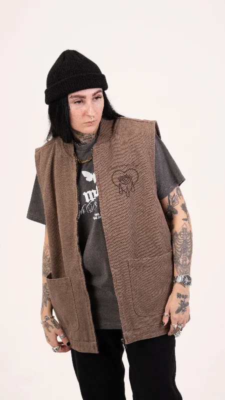CH Canvas Vest Jacket Walnut Cotton Jacket Linen Jacket Terry Jacket