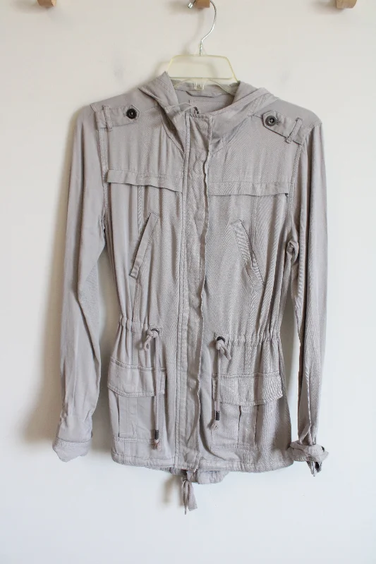 Aeropostale Gray Cargo Jacket | S Notch Collar Peter Pan Collar Cowl Neck