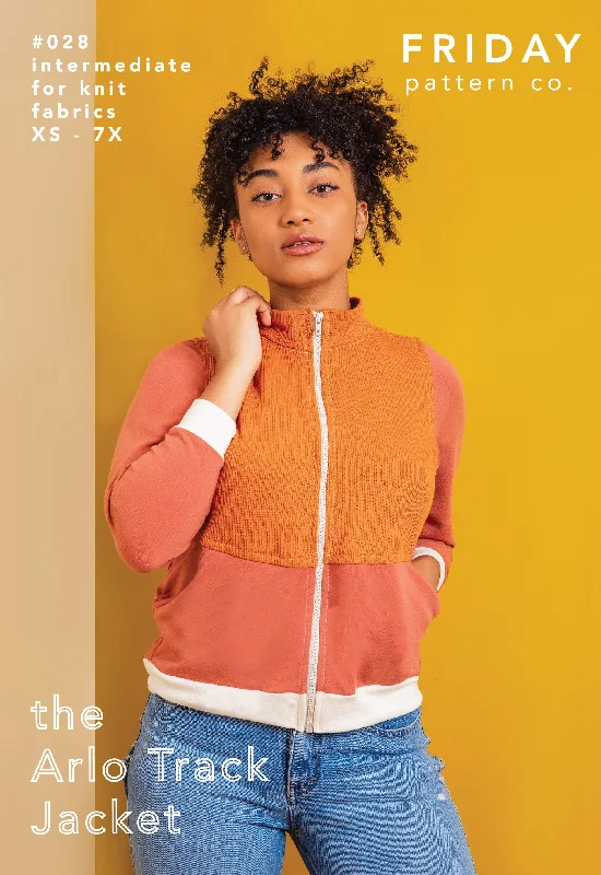 Arlo Track Jacket Sewing Pattern | Friday Pattern Company Mesh Jacket Canvas Jacket Denim Jacket