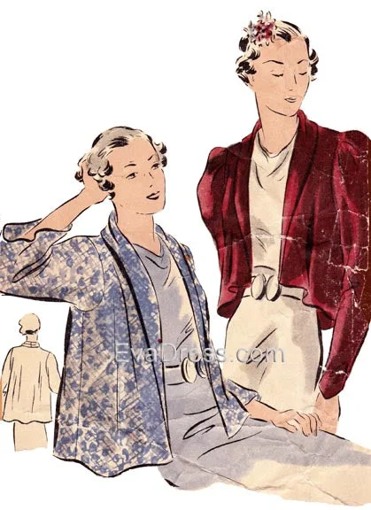 1936 Jackets, C30-7158 Striped Jacket Polka Dot Jacket Floral Jacket