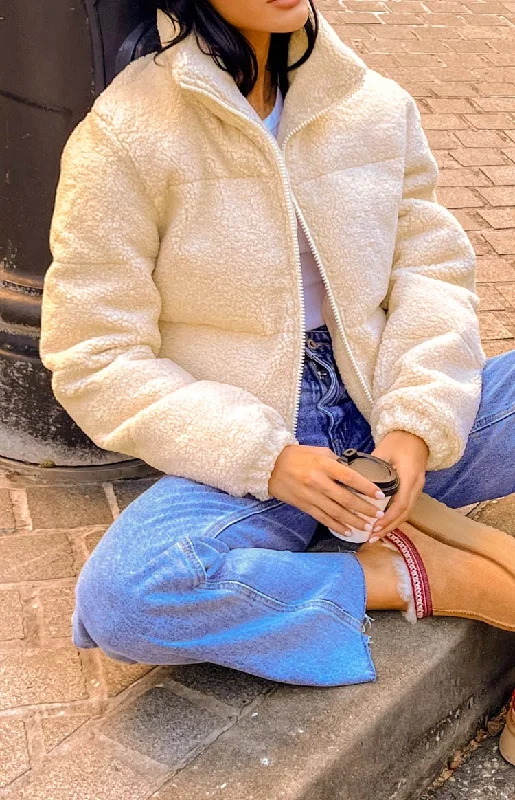 Laria Teddy Puffer Jacket Cardigan Sweater Pullover