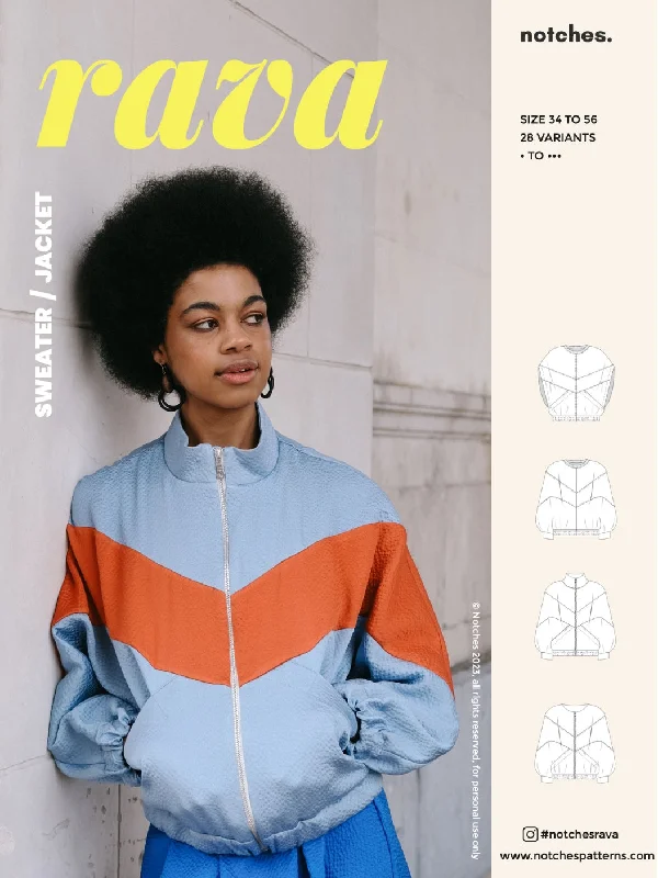 PDF Pattern - Rava Sweater & Jacket | Notches Boat Neck Shawl Collar Notched Collar