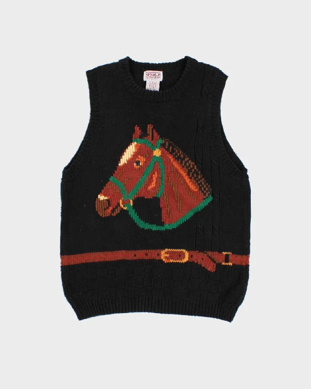 Vintage Horse Knit Sweater Vest - S Mesh Fabric Canvas Fabric Denim Fabric