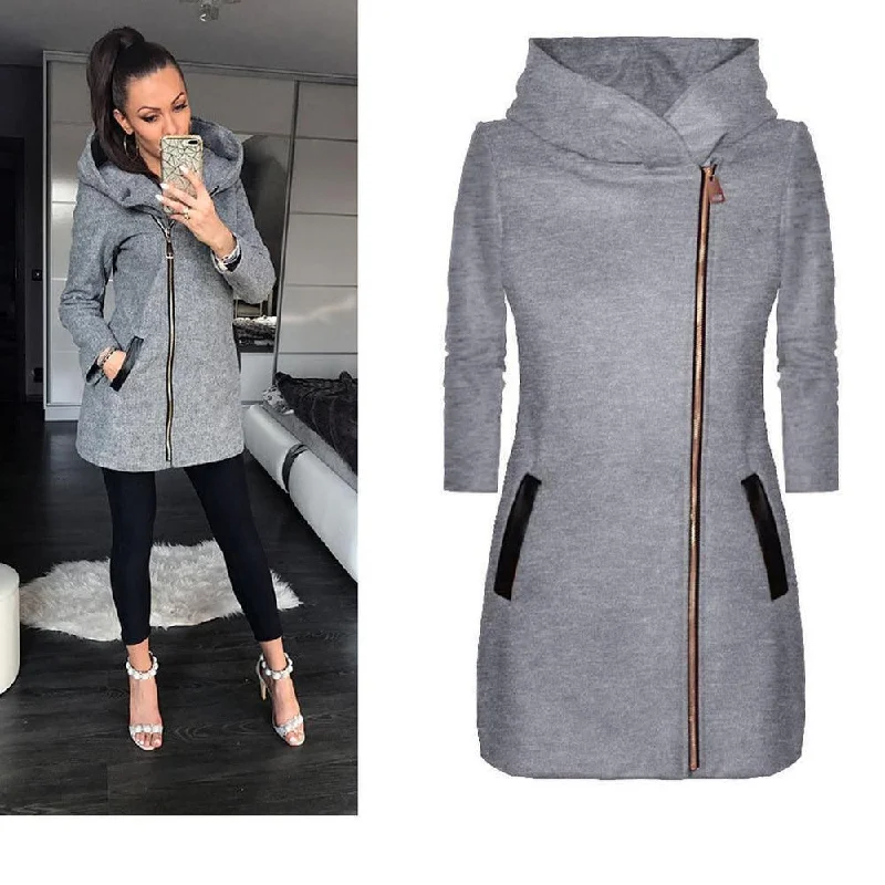 High Collar Hooded Zipper Long Sleeve Winter Jacket Corduroy Jacket Velvet Jacket Brocade Jacket
