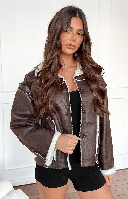 Lewis Brown Fur Detail Jacket Belted Jacket Elasticated Jacket Padded Jacket