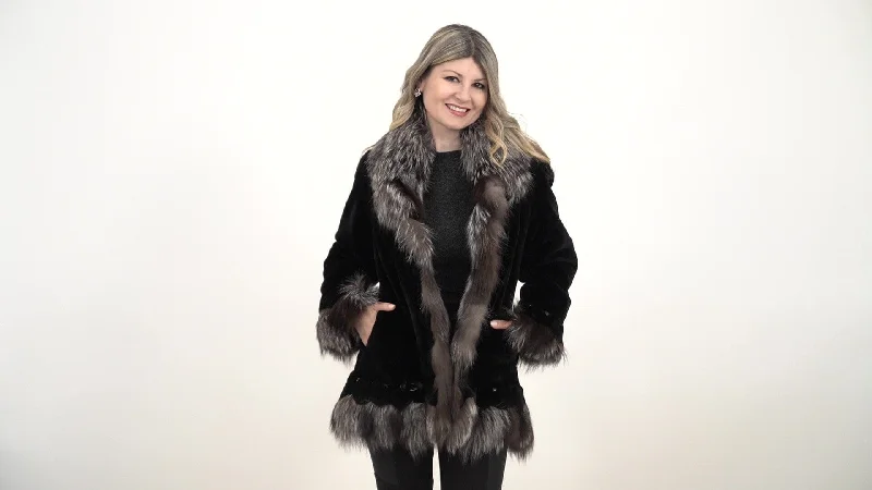 Black Beaver Fur Jacket Knit Jacket Woven Jacket Fleece Jacket