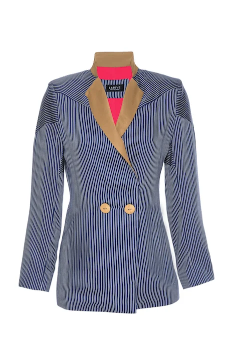 CYPRUS Pinstriped Loose Fit Jacket Appliqued Jacket Beaded Jacket Sequined Jacket