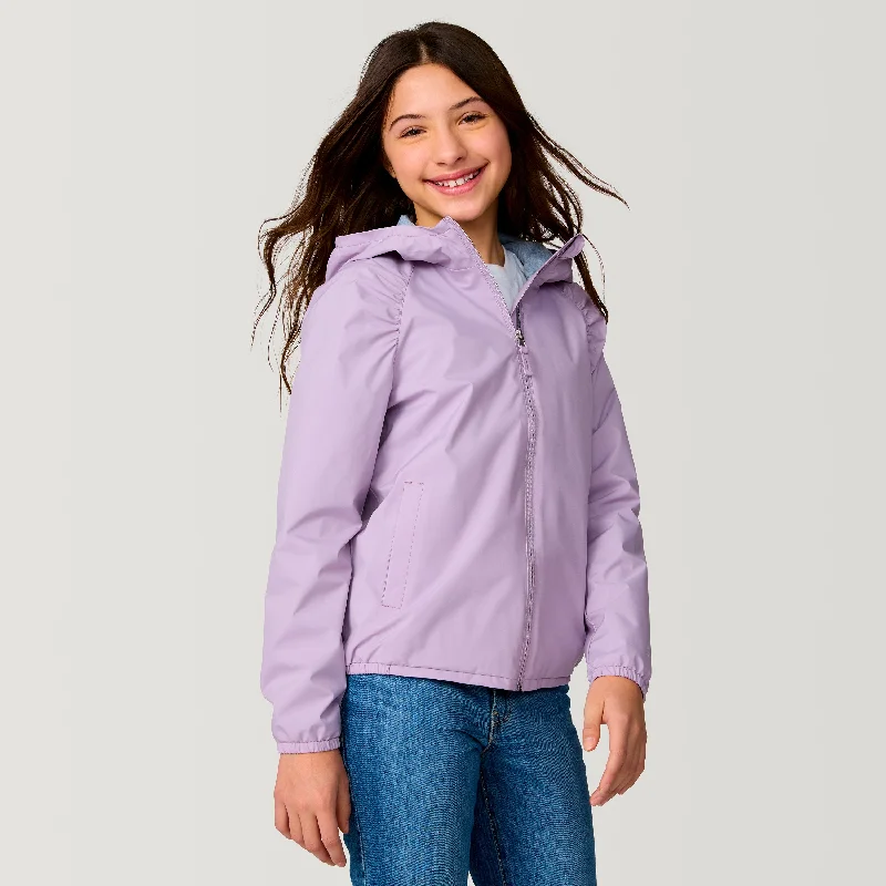 Girls' High Stretch Windshear Jacket Notch Collar Jacket Peter Pan Collar Jacket Cowl Neck Jacket