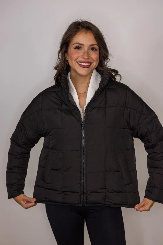 Winter Joy Black Puffer Jacket Anorak Shell Jacket Lightweight Jacket