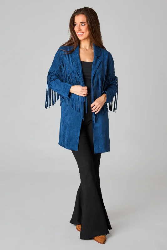 Dutton Fringe Suede Jacket - Navy Mesh Jacket Canvas Jacket Denim Jacket