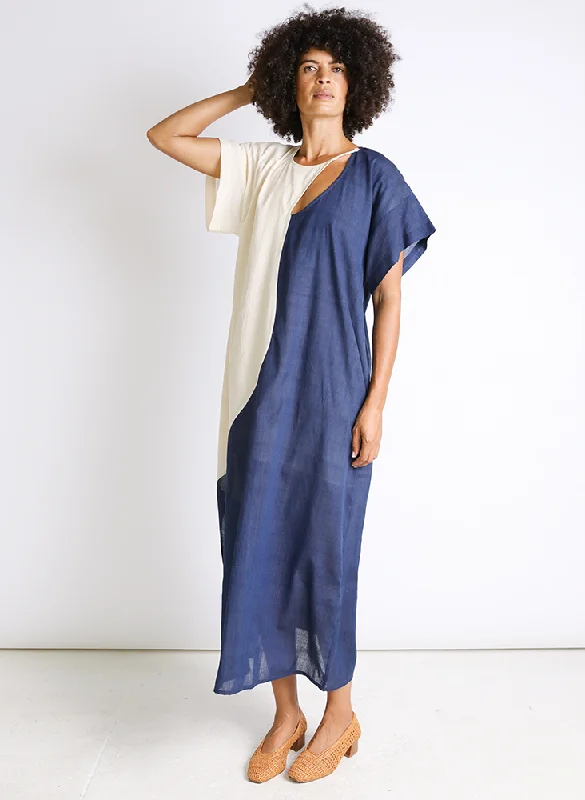 Arati Dress, navy + natural